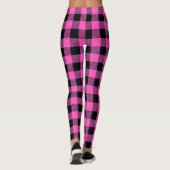 Rosa Schwarzer Sommer Tartan Karierte Muster Leggi Leggings (Rückseite)