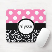 Rosa schwarzer Strudel punktiert personalisiertes Mousepad (Mit Mouse)