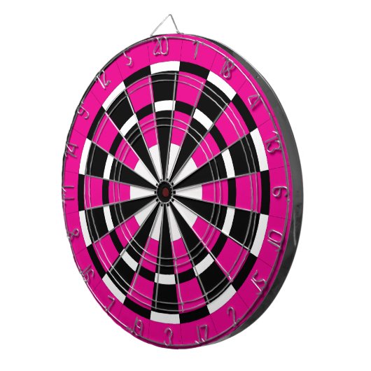 Rosa schwarzer u. weißer Dartboard Dartscheibe (Vorderseite rechts)