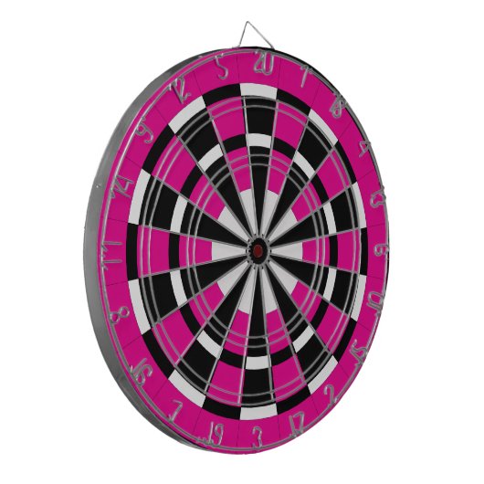 Rosa schwarzer u. weißer Dartboard Dartscheibe (Vorderseite Links)