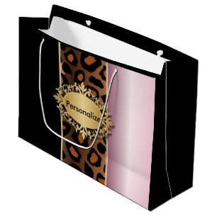 Rosa, Schwarzer und Leopard-Tierdruck Große Geschenktüte