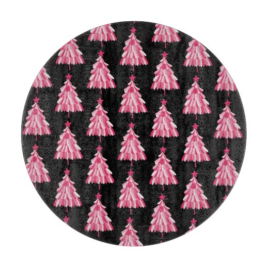 Rosa-schwarzer Weihnachtsbaum Schneidebrett (Vorderseite)