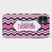 Rosa, schwarzer, weißer gewellter Streifen iPhone Case-Mate iPhone Hülle (Rückseite (Horizontal))