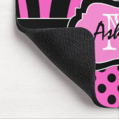 Rosa, schwarzer, weißer Zebra-Streifen u. Punkte Mousepad (Ecke)