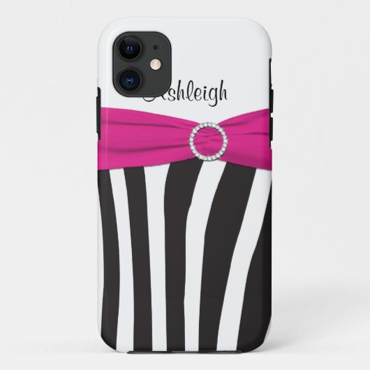 Rosa, schwarzer, weißer Zebra Striped iPhone 5 Case-Mate iPhone Hülle (Rückseite)