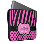 Rosa schwarzer Zebra Stripes Tupfen-Laptop-Kasten Laptopschutzhülle (Vorne Rechts)