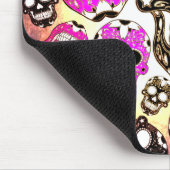 Rosa schwarzer Zucker-Schädelgrunge Mousepe Mousepad (Ecke)