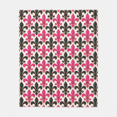 Rosa schwarzes Barock-Lilienmuster-Design Fleecedecke (Vorderseite)