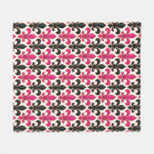 Rosa schwarzes Barock-Lilienmuster-Design Fleecedecke (Vorderseite (Horizontal))