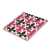 Rosa schwarzes Barock-Lilienmuster-Design  Fliese (Seite)