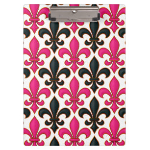 Rosa-schwarzes Barock-Lilienmuster-Design  Klemmbrett