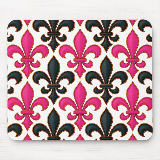 Rosa-schwarzes Barock-Lilienmuster-Design Mousepad (Vorne)