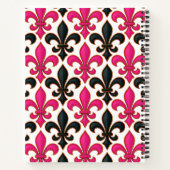 Rosa schwarzes Barock-Lilienmuster-Design  Notizblock (Rückseite)