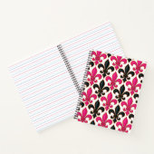Rosa schwarzes Barock-Lilienmuster-Design  Notizblock (Innenseite)