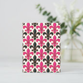 Rosa schwarzes Barock-Lilienmuster-Design Postkarte (Stehend Vorderseite)