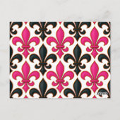 Rosa schwarzes Barock-Lilienmuster-Design Postkarte (Rückseite)