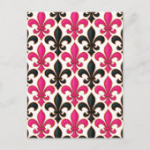 Rosa schwarzes Barock-Lilienmuster-Design Postkarte (Vorderseite)