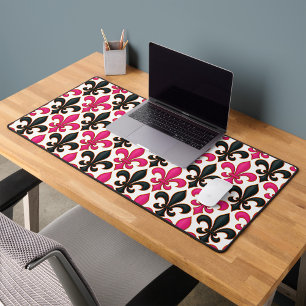Rosa schwarzes Barock-Lilienmuster-Design Schreibtischunterlage