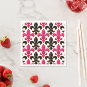 Rosa schwarzes Barock-Lilienmuster-Design Serviette (Beispiel)