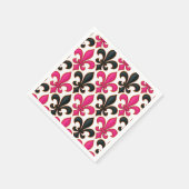 Rosa schwarzes Barock-Lilienmuster-Design Serviette (Ecke)