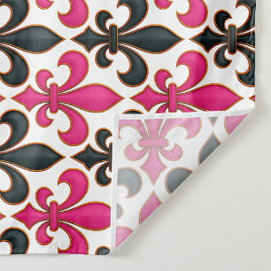 Rosa schwarzes Barock-Lilienmuster-Design  Stoff