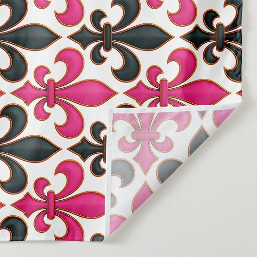 Rosa schwarzes Barock-Lilienmuster-Design  Stoff