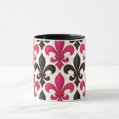 Rosa schwarzes Barock-Lilienmuster-Design Tasse (Zentrum)