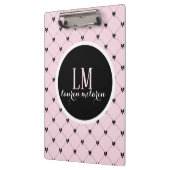 Rosa & schwarzes Bogen-Monogramm-Notizbuch Klemmbrett (Links)