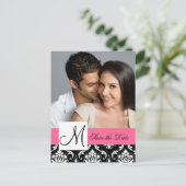 Rosa, schwarzes Damaskus-Foto Save the Date Postka Ankündigungspostkarte (Stehend Vorderseite)