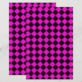 Rosa schwarzes Diamant-Harlekin-Karomuster Briefpapier (Vorne/Hinten)