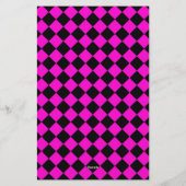Rosa schwarzes Diamant-Harlekin-Karomuster Briefpapier (Rückseite)