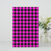 Rosa schwarzes Diamant-Harlekin-Karomuster Briefpapier (Stehend Vorderseite)