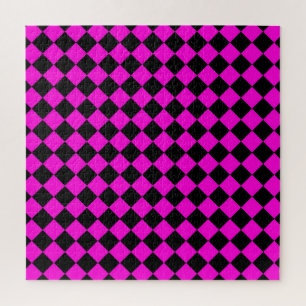 Rosa-schwarzes Diamantmuster mit Schachbrettmuster Puzzle