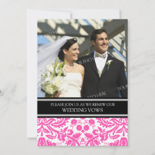 Rosa Schwarzes Foto Hochzeitstag Erneuerbare Einla Einladung