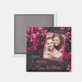 Rosa Schwarzes Foto Speichern Sie das Datumsfenste Magnet (Vorderseite/Rückseite)