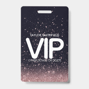 Rosa schwarzes Glitter-trend-VIP-Band Namensschild Ausweis