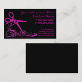 Rosa schwarzes Glitterstrudelhaar schnitt Visitenkarte (Vorne/Hinten)