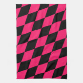 Rosa schwarzes Harlekin-Diamant-Schachbrett-Design Geschirrtuch (Vertikal)