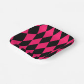 Rosa schwarzes Harlekin-Diamant-Schachbrett-Design Pappteller (Gewinkelt)