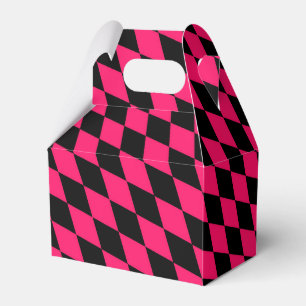 Rosa schwarzes Harlekin-Diamantenkaro-Design Geschenkschachtel