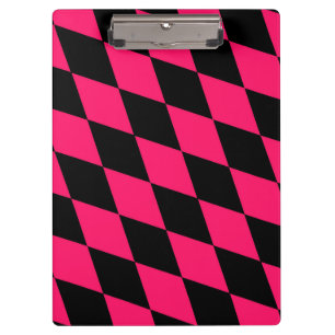 Rosa-schwarzes Harlekin-Diamantenkaro-Design Klemmbrett