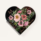 Rosa schwarzes Herz Notizblock (Vorderseite)