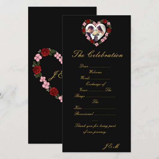 Rosa-schwarzes Hochzeitsprogramm (Vorne/Hinten)
