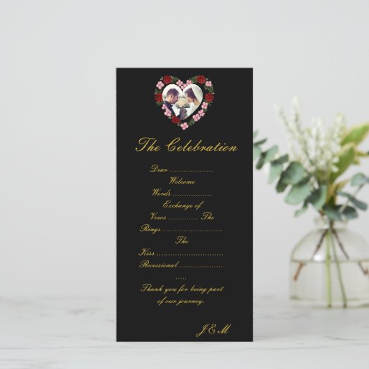 Rosa-schwarzes Hochzeitsprogramm (Stehend Vorderseite)