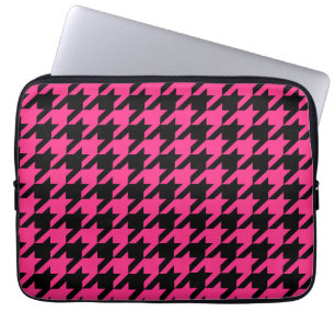 Rosa-schwarzes Houndstooth-Karo Laptopschutzhülle
