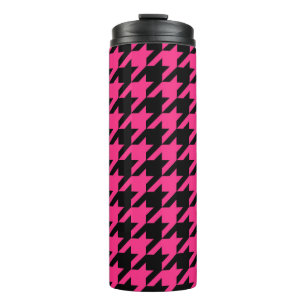Rosa-schwarzes Houndstooth-Karo Thermosbecher