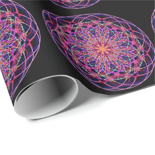 Rosa Schwarzes Kaleidoskop Mandala Art Geschenkpapier (Rolleneckpunkt)