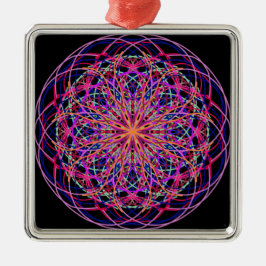 Rosa Schwarzes Kaleidoskop Mandala Art Silbernes Ornament