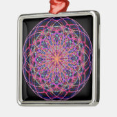 Rosa Schwarzes Kaleidoskop Mandala Art Silbernes Ornament (Links)