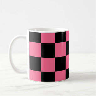 Rosa schwarzes kariertes Karomuster Kaffeetasse
